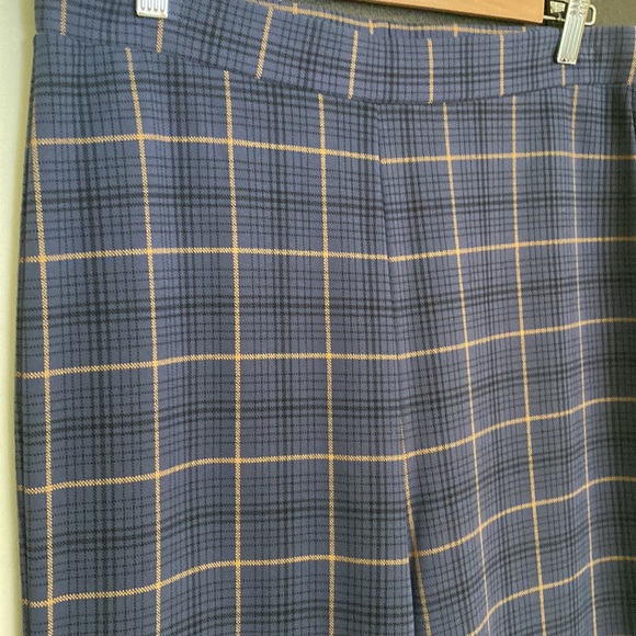 Nordstrom Blue/Gold Plaid Pull-On Flat Front Stretchy Pants - Size L - Picture 2 of 9